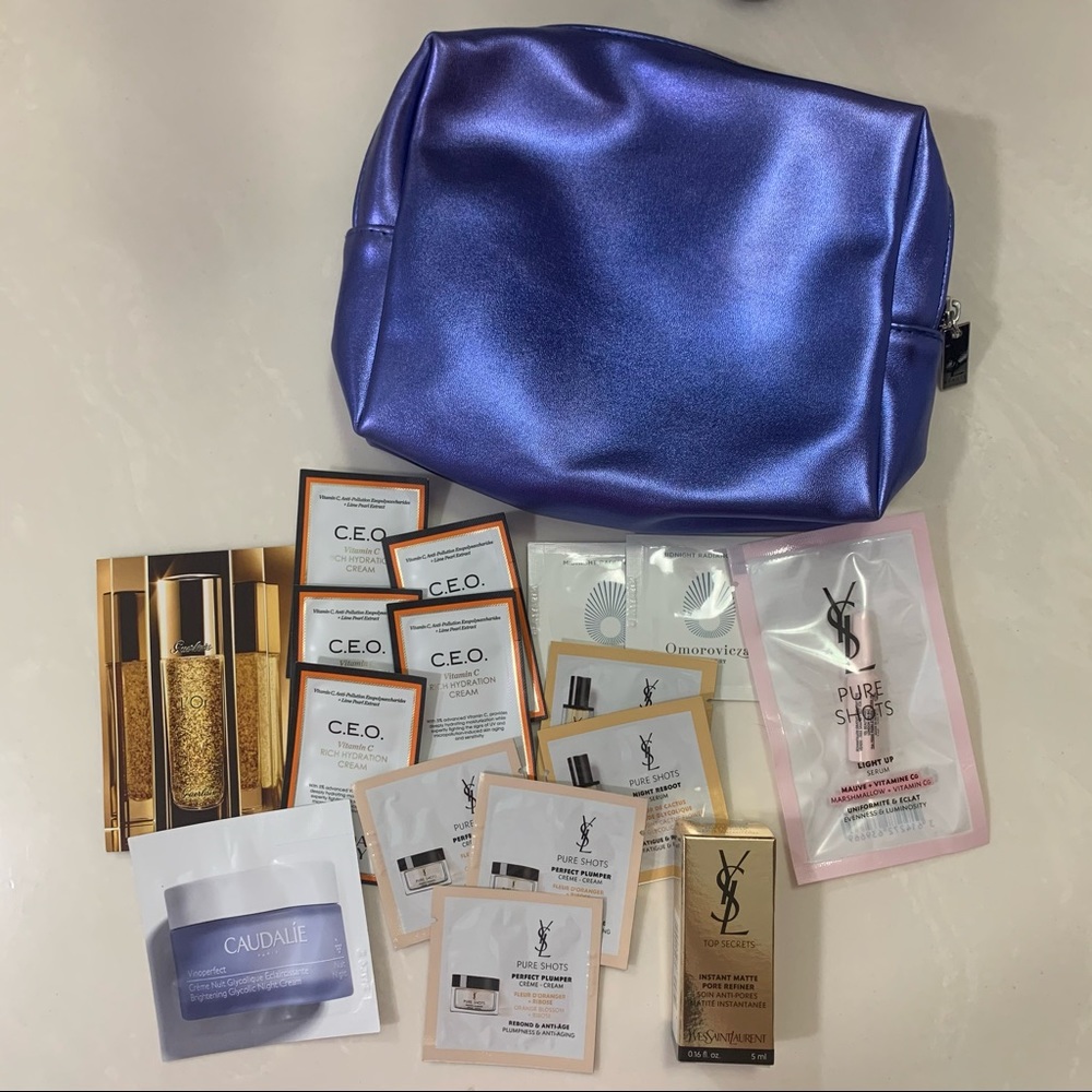 YSL makeup bag WITH luxury skincare samples